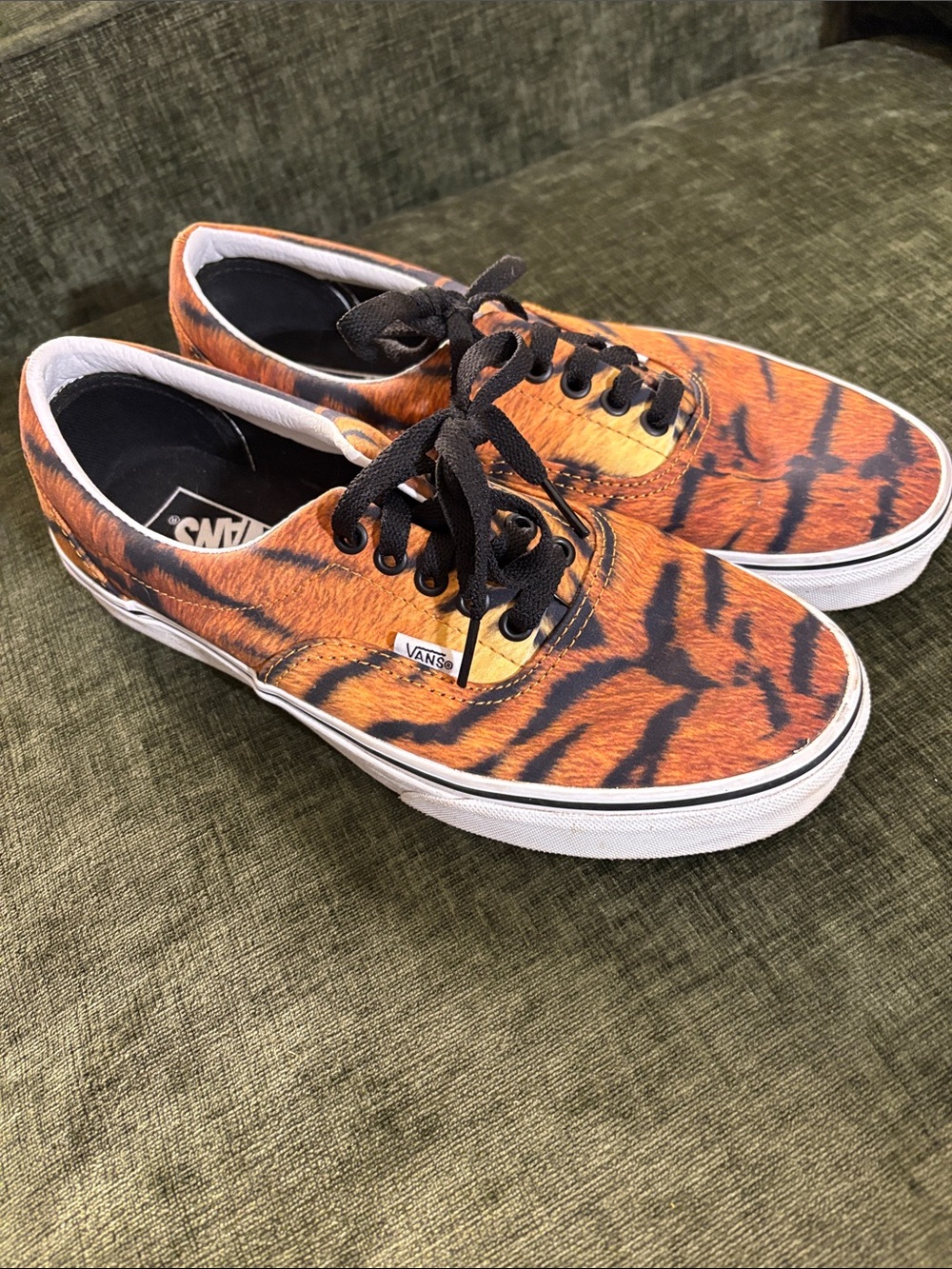 Vans Tiger-Print Low Top Unisex Sneakers in Orange and Black